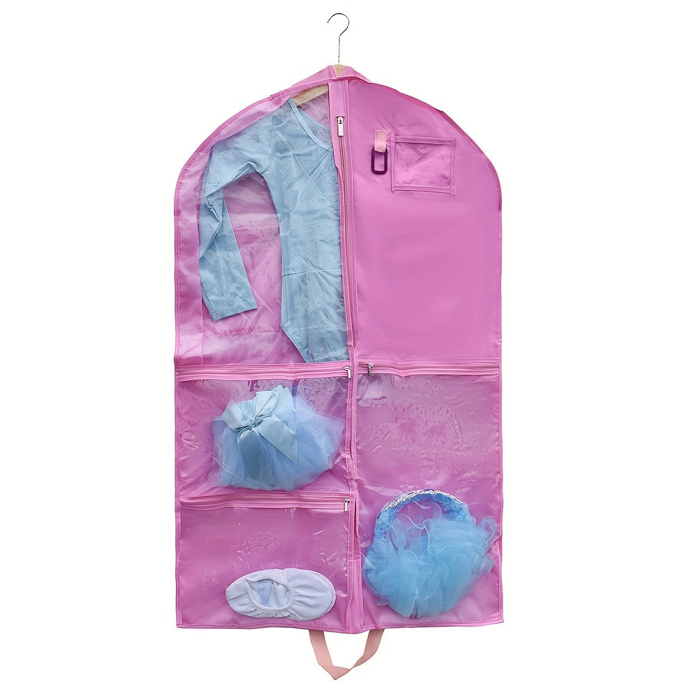Children's Dance Dress Storage Bag Waterproof Hanging with Dustproof Cover and Transparent Window