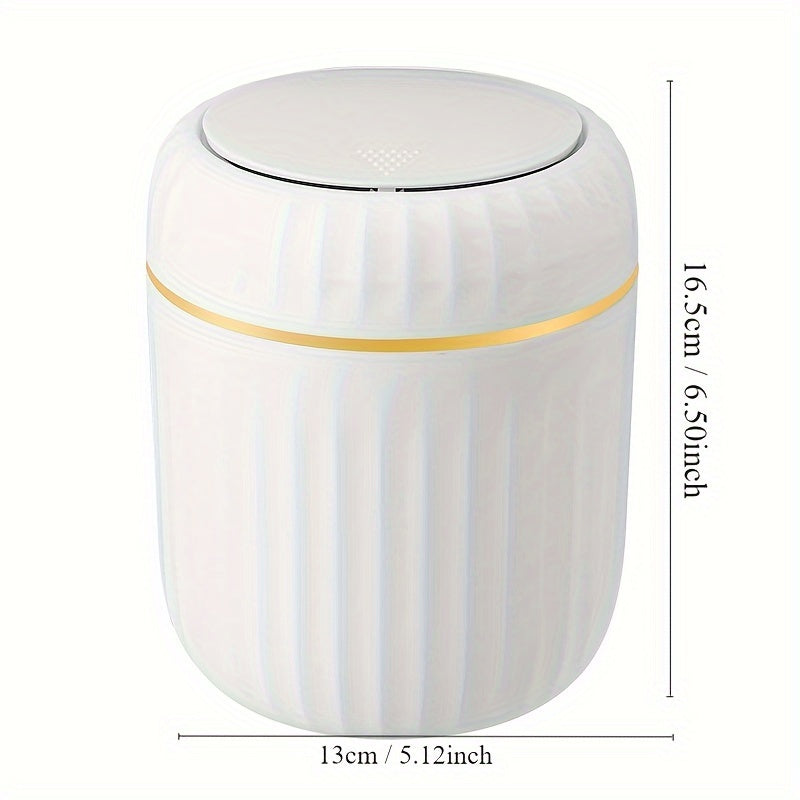 Cubo de basura de escritorio de tipo prensa con tapa, plástico duradero, uso en oficina y en el hogar