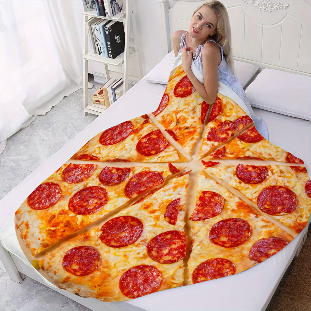 Cozy Flannel Throw Blanket with Mexican Burrito and Ham Pizza Design for Couch Bed Travel