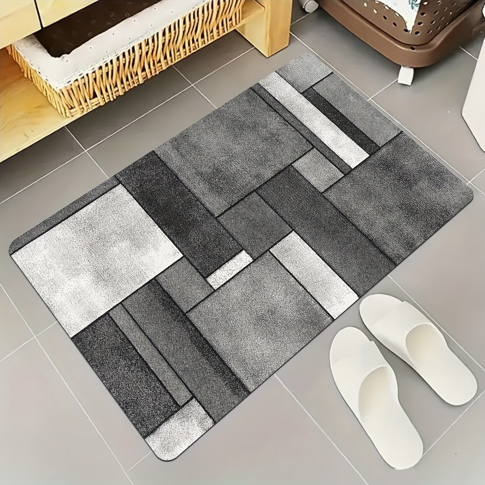 Geometric Print Kitchen Mat Non-Slip Waterproof Oil-Proof Entrance Rug