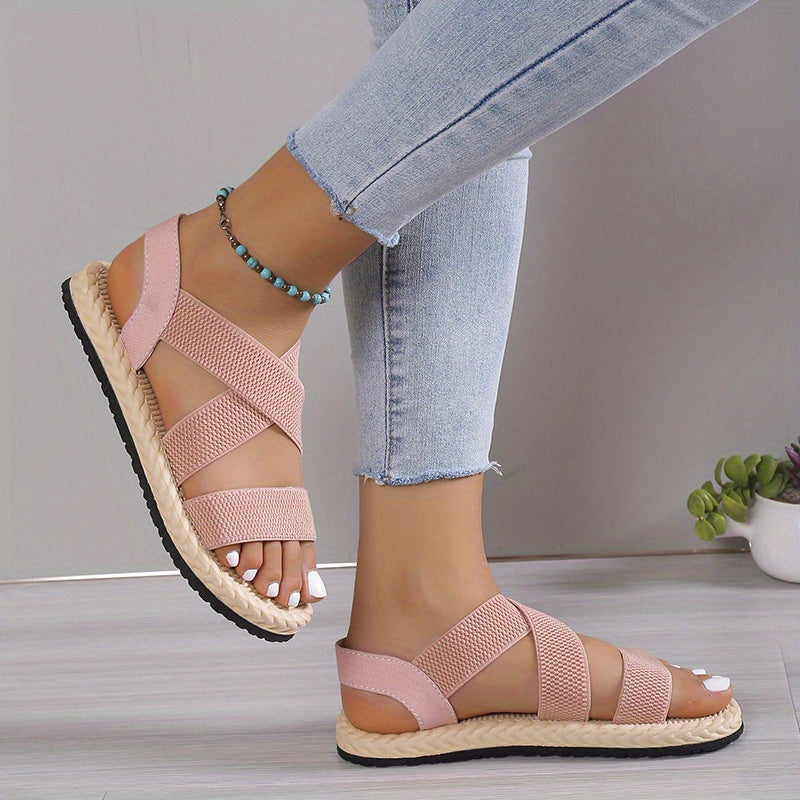 Women Casual Flat Heel Sandals Ankle Strap Slip-On Summer Beach Shoes