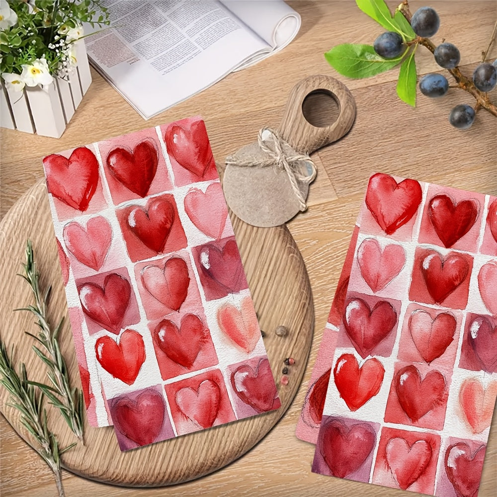 Valentine's Day Tic-Tac-Toe dizayni bilan 2 ta Ultra-Soft oshxona sochiq to'plami 40x60 sm