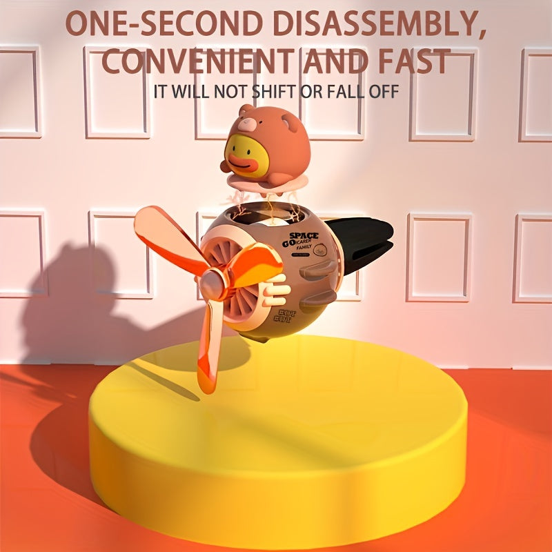 Cute Cartoon Duck Car Air Freshener Rotating Propeller Vent Fan Decoration