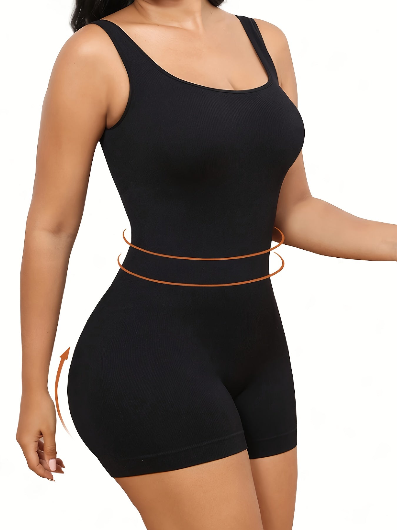 Plus Size Women's Seamless Shapewear Romper High Elasticity Tummy Control Pink