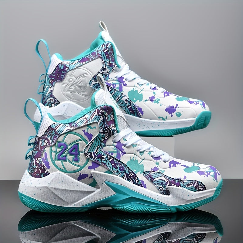 Erkaklar uchun yuqori to'plangan basketbol krossovkalari - qulay, sirpanmaydigan, mustahkam bog'ichli, barcha mavsumlar uchun.