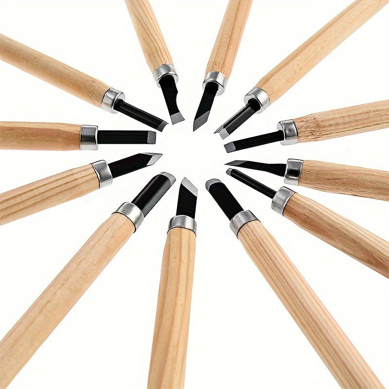 12pcs Wood Carving Chisels Set Hand Tools for Sculpting and Woodworking
