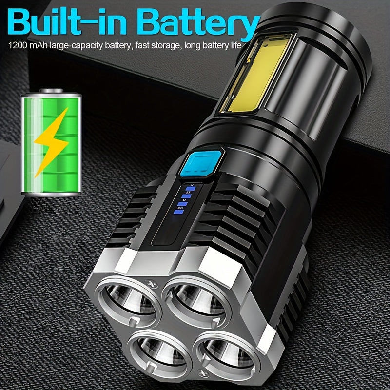 Rechargeable LED Flashlight with 400mAh Battery COB Side Light USB Powered Outdoor Searchlight