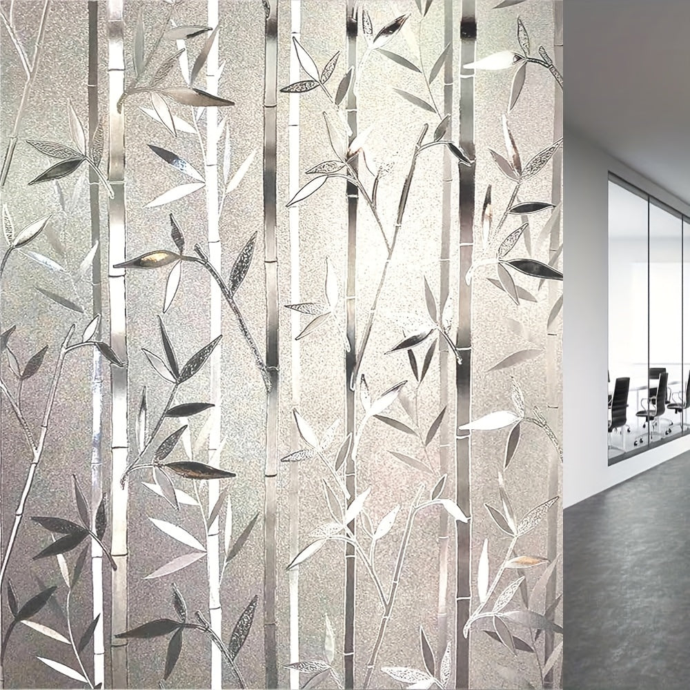 Privacy Window Film with Bamboo Pattern, Static Cling, 2mil Thickness, Removable Sticker for Home Office