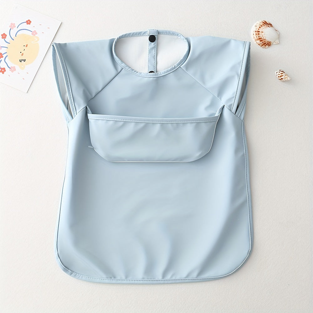 Baby Bib Waterproof Solid Color Sleeveless Feeding Bib for Infants