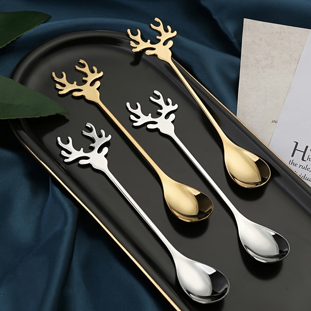 Reindeer Coffee Spoons Stainless Steel Festive Holiday Kitchen Utensils