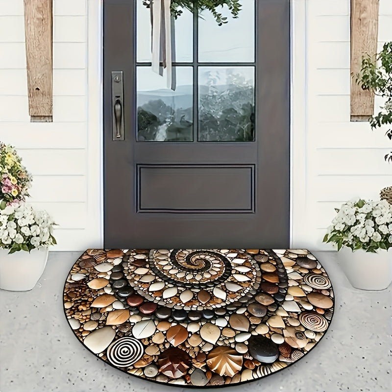 Floral Pebble Welcome Mat Non-Slip Indoor Outdoor Rug Entryway Kitchen Bathroom Patio