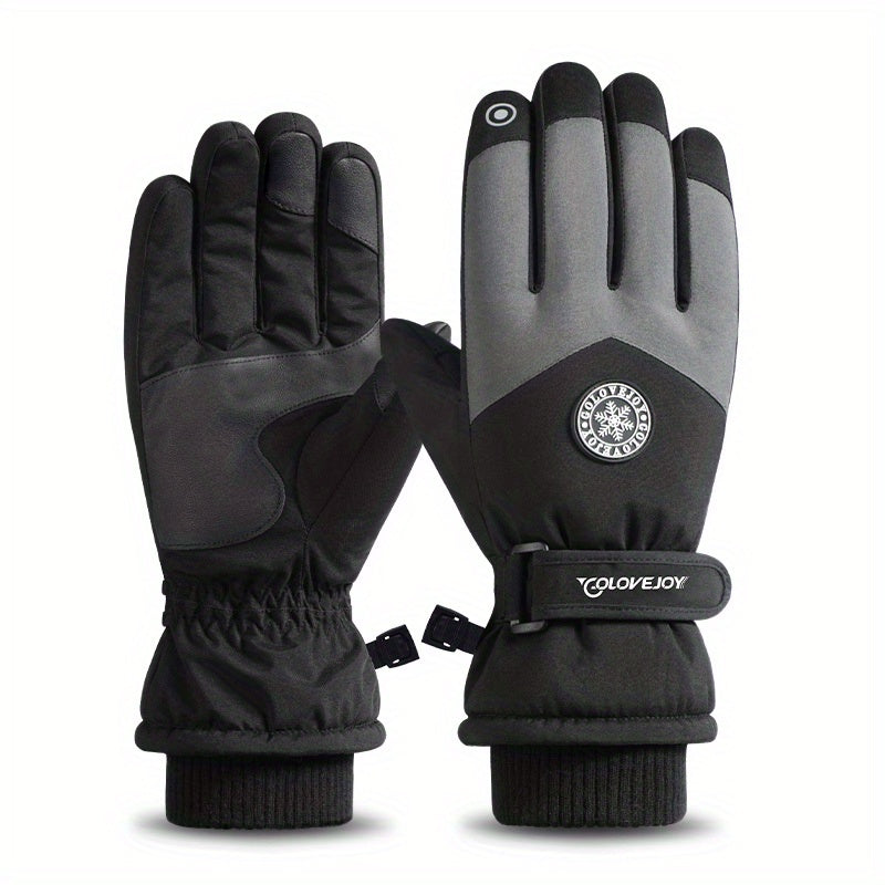Unisex Ski Gloves Warm Touch Screen Non-Slip Adjustable Closure for Cold Weather