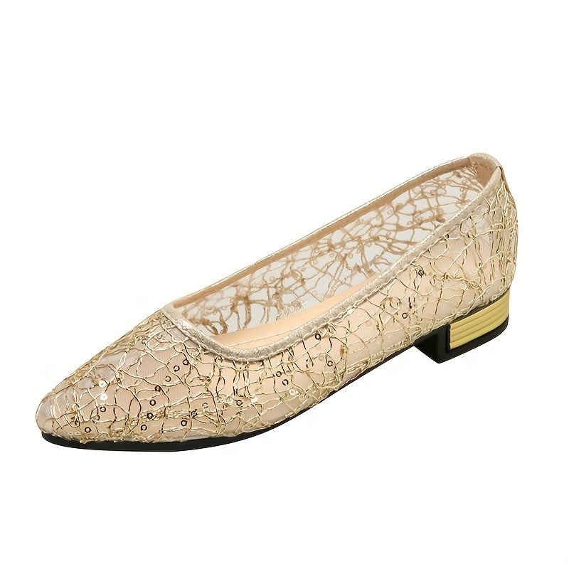 Women's Summer Mesh Slip-On Pumps Breathable Low Heel Casual Shoes