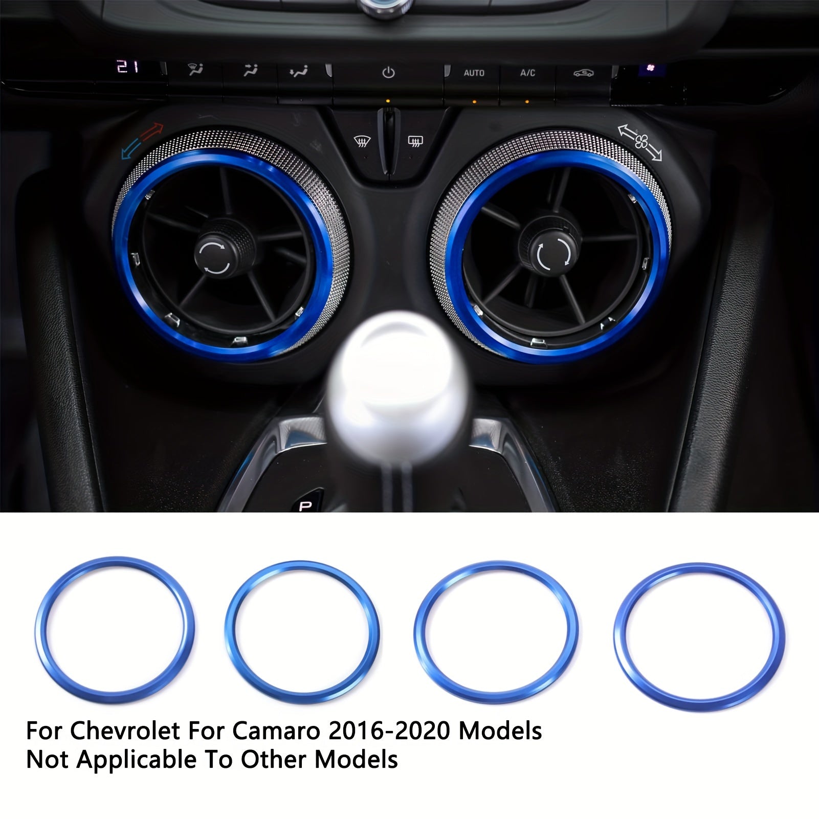 4pcs Aluminum Air Conditioner Knob Outlet Trim for Camaro 2016-2020