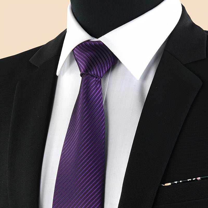 Erkaklar uchun toʻliq rangli chiziqli galstuk, toʻy, ishbilarmonlik, kundalik sovgʻa