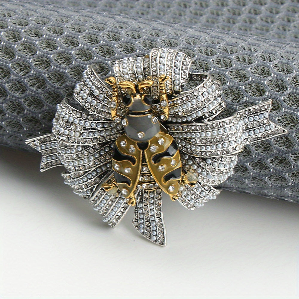 Классическая брошь в виде божьей коровки, украшенная сверкающими стразами - элегантная эмалевая булавка в антикварном дизайне для нее, идеальный рождественский подарок