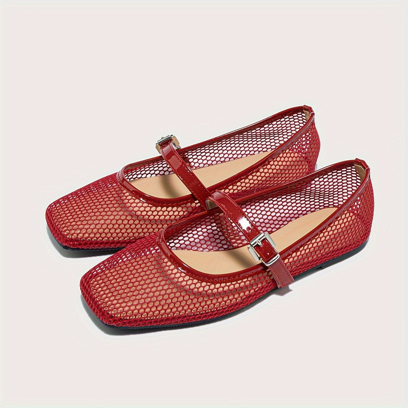 Women's Breathable Fabric Mary Jane Flat Shoes with Ankle Strap in Multiple Colors