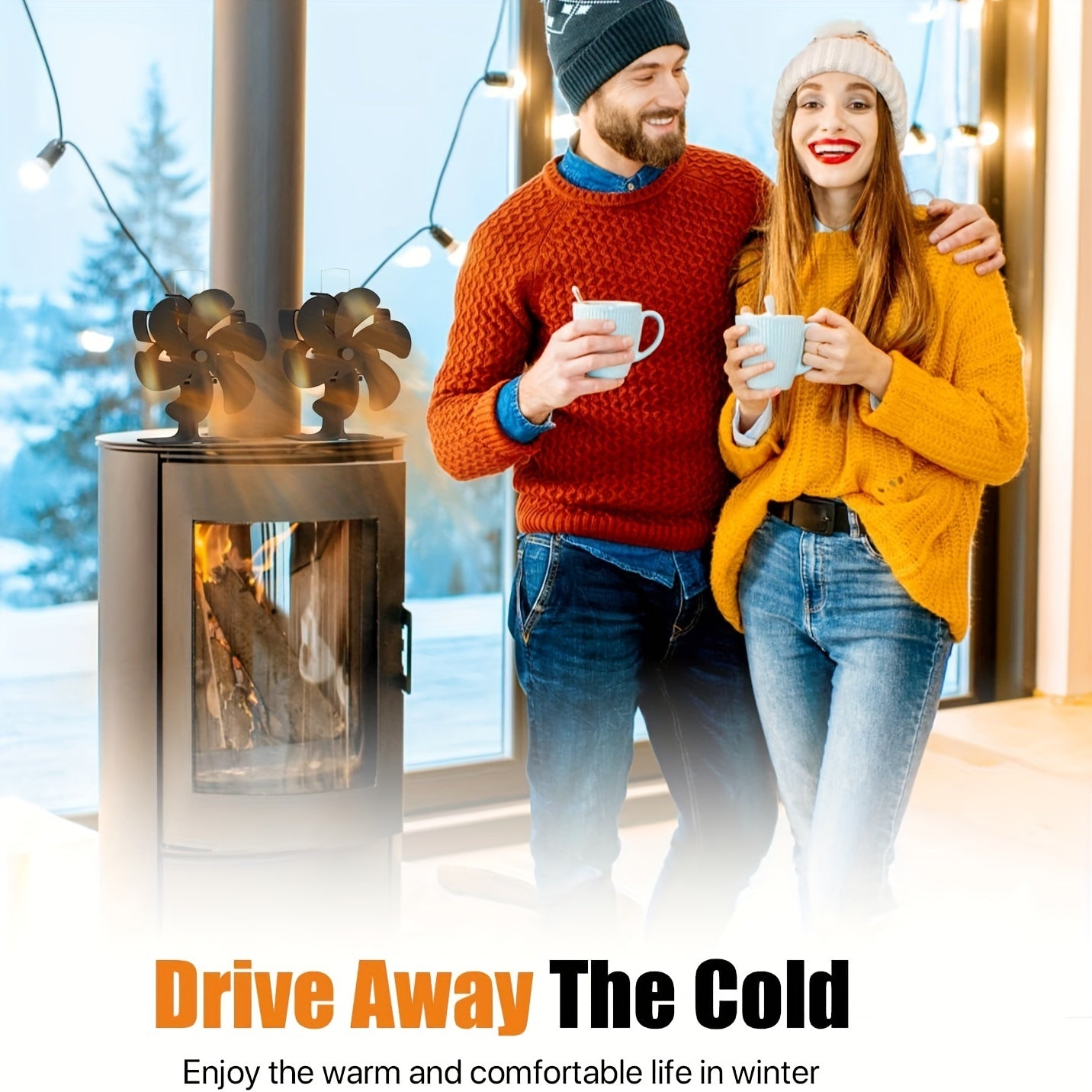 Алюминиевый 6-лопастной вентилятор для печей с термометром — портативный и работающий от тепла для дровяных печей, каминов и пеллетных печей