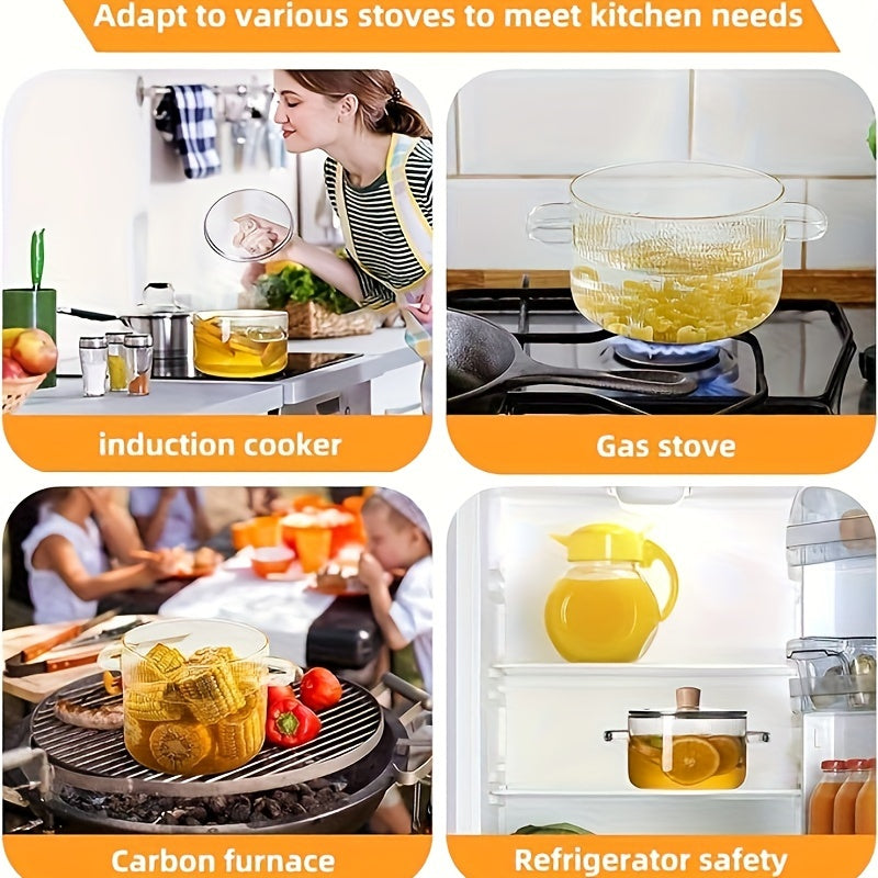 Borosilicate Glass Cookware Set with Lid Heat-Resistant Kitchenware for Stoves Ovens Induction