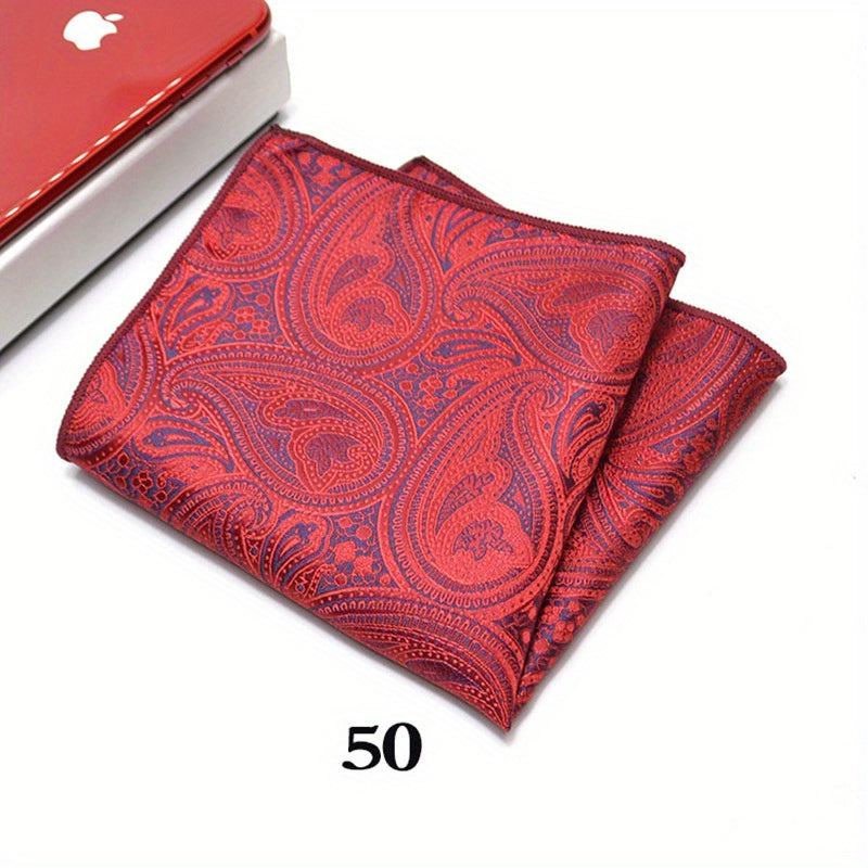 Pañuelo de bolsillo de jacquard paisley para hombre, patrón de anacardo, accesorio elegante