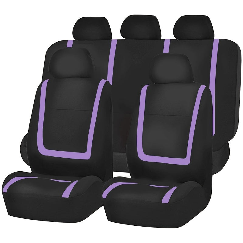 Universal Car Seat Covers Full Set Polyester Gray Purple Black Blue Red