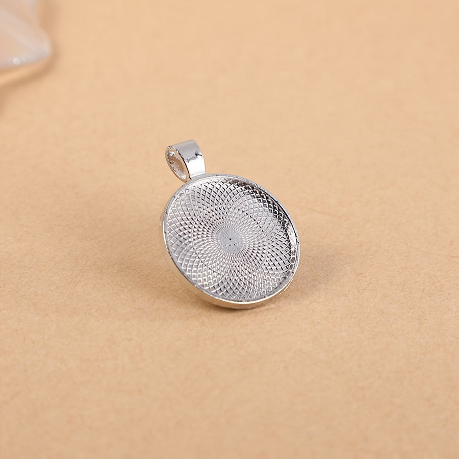 25 Pieces Zinc Alloy Round Bezel Pendant Trays 25mm Blank Cabochon Settings for Jewelry Making