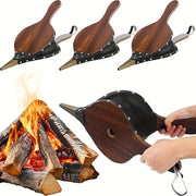 Brown Wooden Fireplace Bellows Air Blower for Camping BBQ Grill and Home Heating