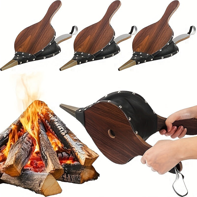 Brown Wooden Fireplace Bellows Air Blower for Camping BBQ Grill and Home Heating