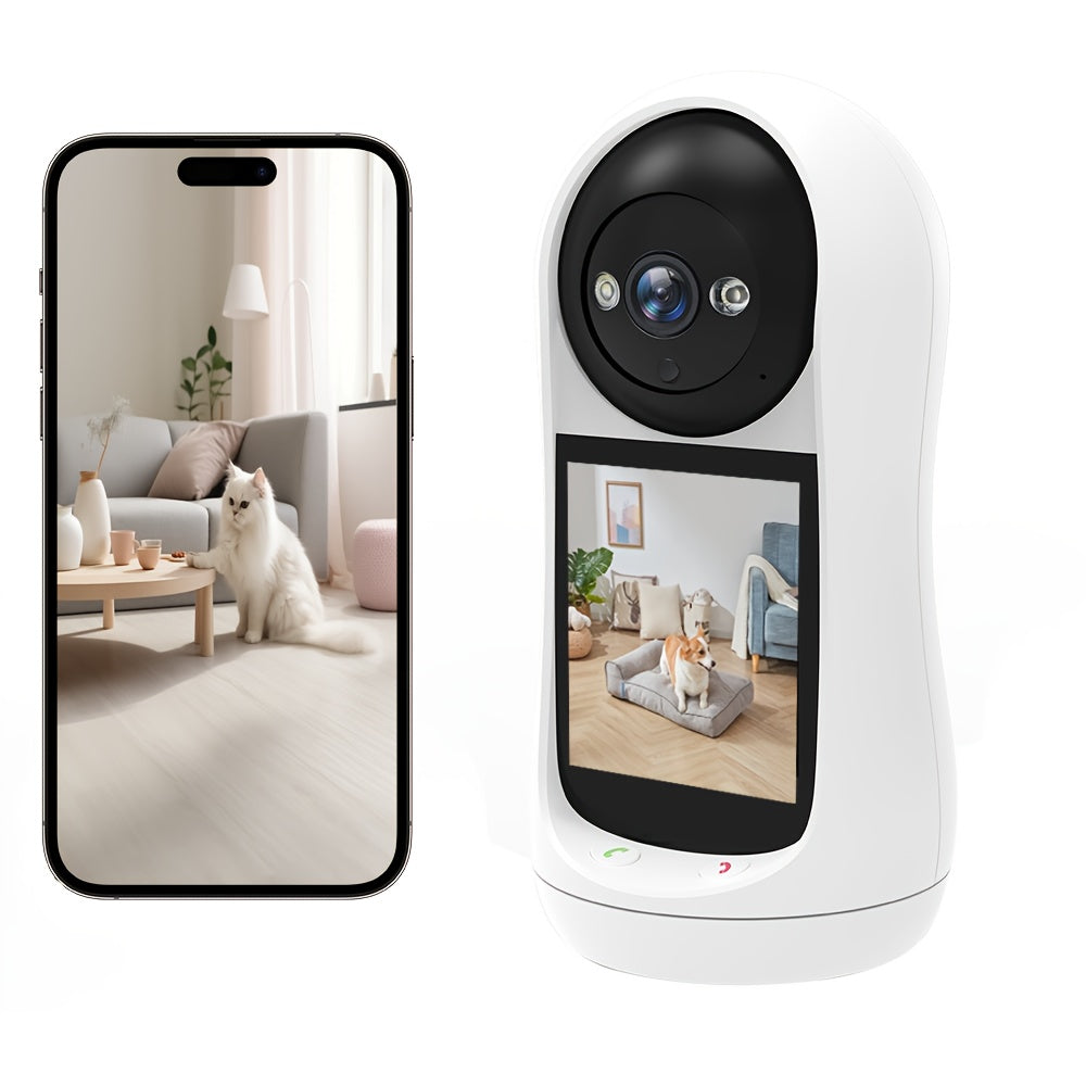 Security Camera with 7.11cm IPS Screen Two-Way Audio Elderly Monitoring USB Powered