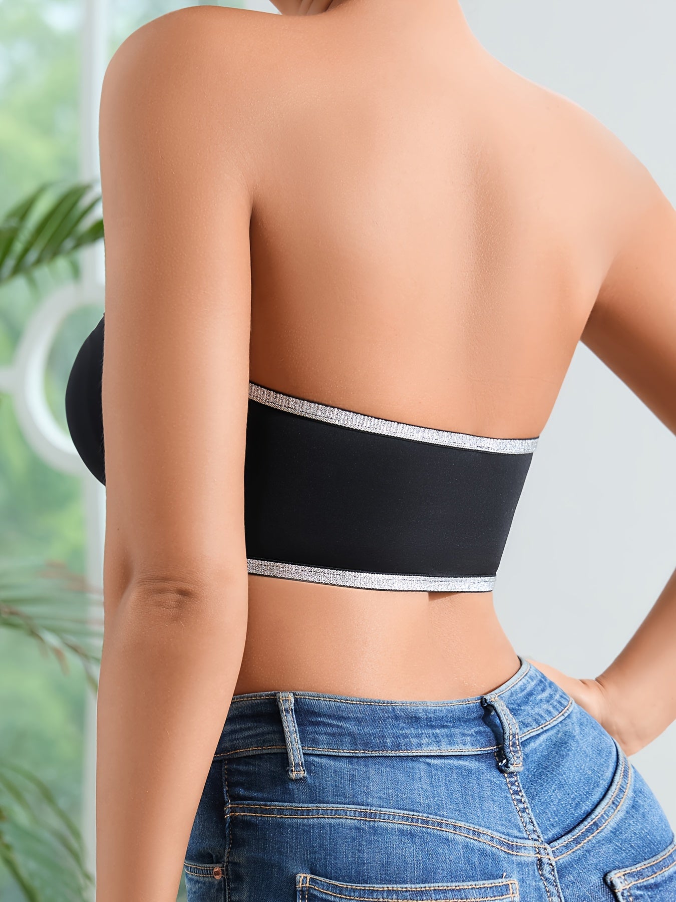 Ayollar uchun uzluksiz porloq lenta simsiz ko'taruvchi brass, old qismi yopiq.