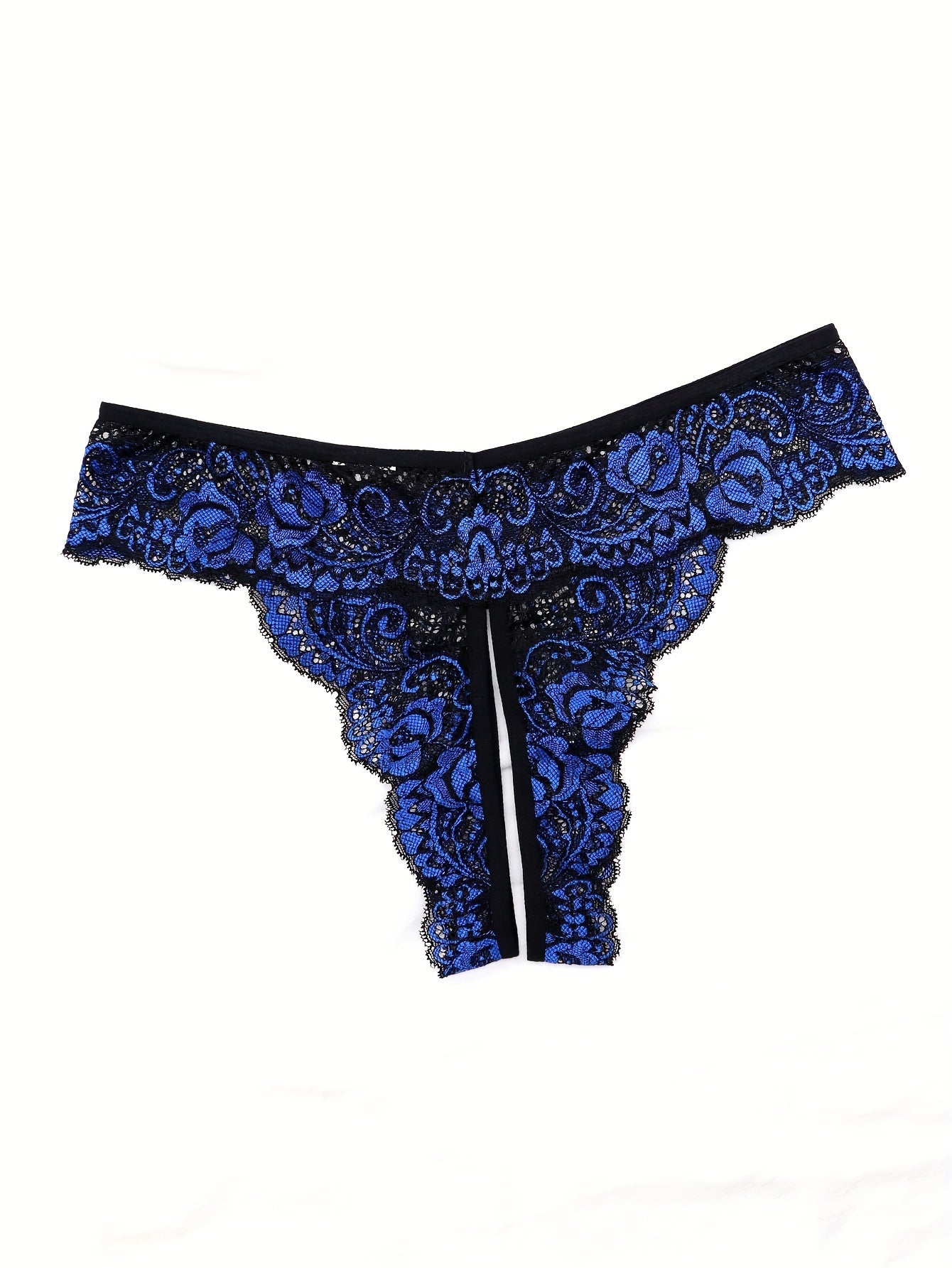 Women's Floral Lace Thongs with Open Crotch 3 Pack in Assorted Colors