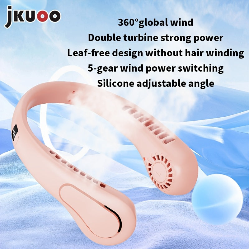 Rechargeable USB Portable Fan with Digital Display, 5-Speed, Wearable for Travel, Outdoor, Office