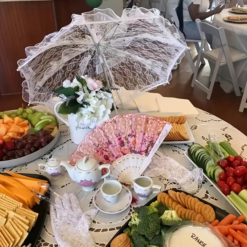 White Lace Parasol for Weddings and Bridal Photoshoot