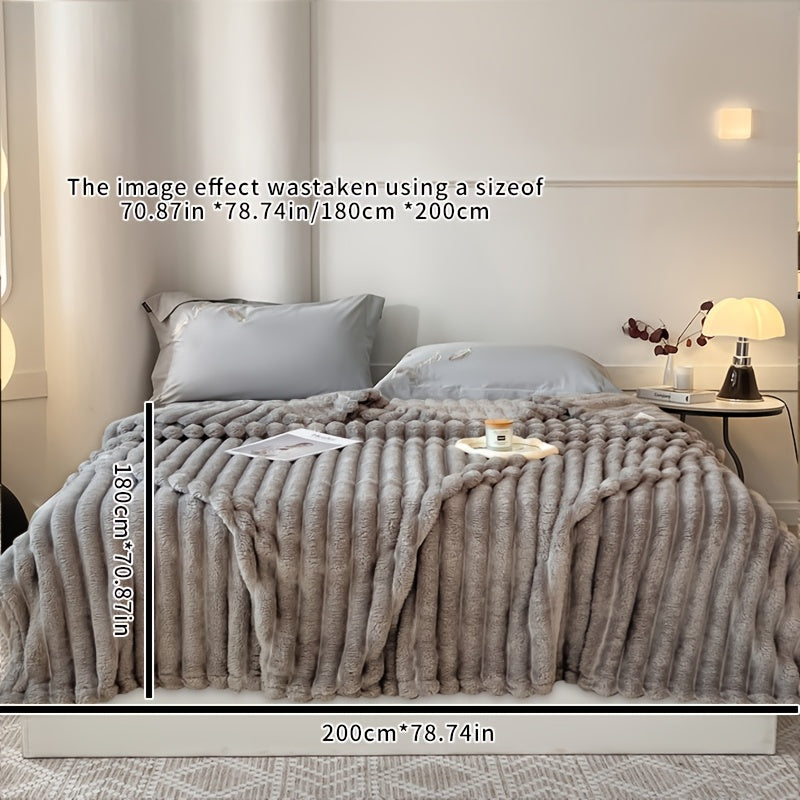 Faux Fur Blanket Plush Snug for Sofa Bed Travel Warm Gift