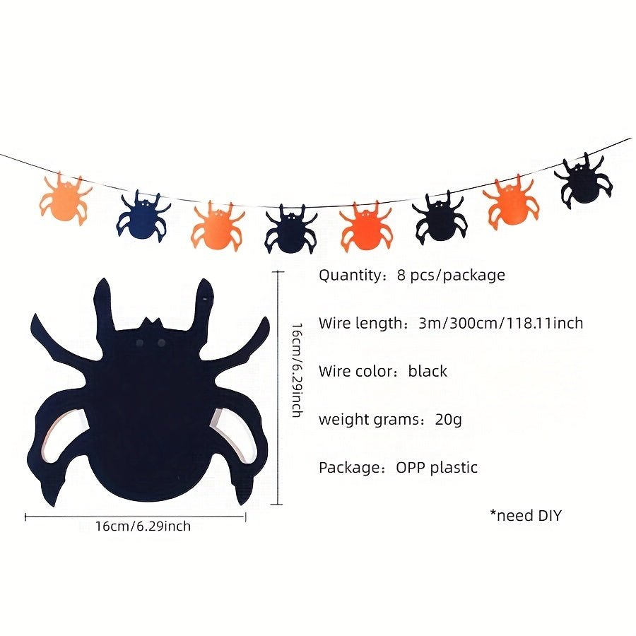 Halloween Felt Banner Decorations Set with Bat Pumpkin Skull Spider for Party