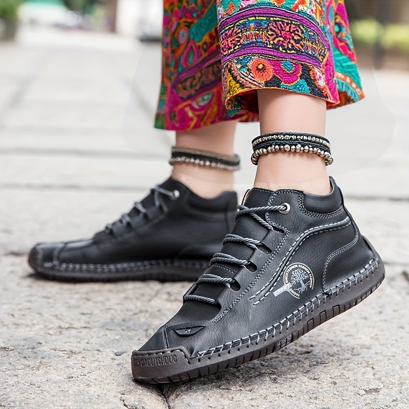 Women's Retro Chukka Boots Faux Cover Leather Ankle Boots Light Blue Brown Rubber Sole