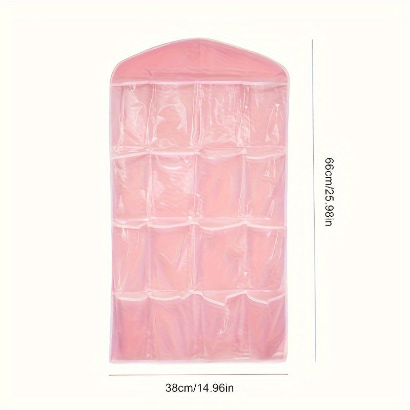 16-Pocket Hanging Organizer Polyester Mesh Closet Storage for Clothes Socks Underwear