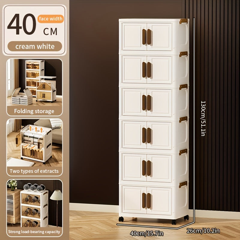 Складные пластиковые контейнеры для хранения на 5 уровней с крышками и колесами для шкафов, ванных комнат, офисов и общежитий.