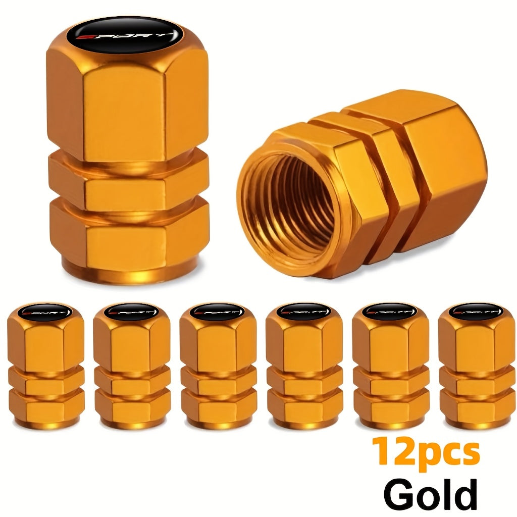 Aluminum Valve Caps Set for Cars and Motorcycles, Sport Pattern, 4/8/12 Pieces