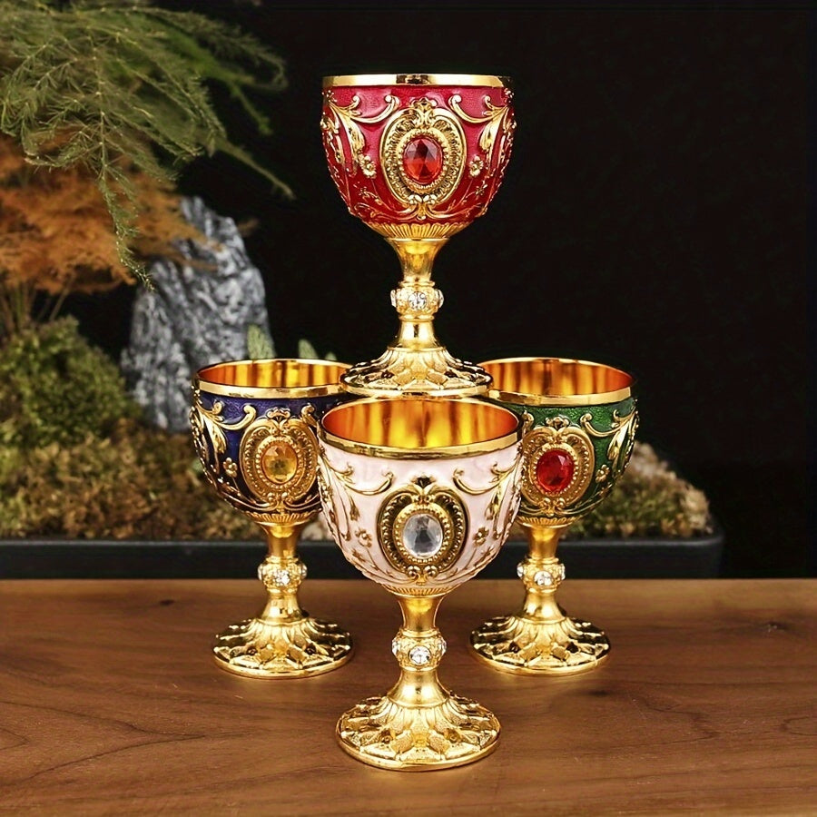 Set of Two 30ML Crystal Chalice Wine Glasses and Embossed Diamond Shot Glass for Red or White Wine