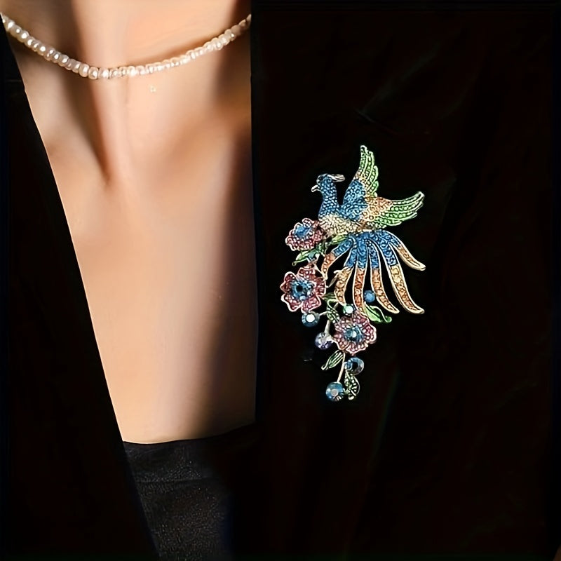Colorful Peacock Brooch for Women Alloy Animal Pin Elegant Jewelry Gift