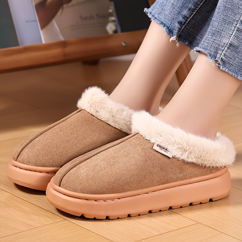 Unisex Warm Plush Collar Casual Home Shoes for Couples