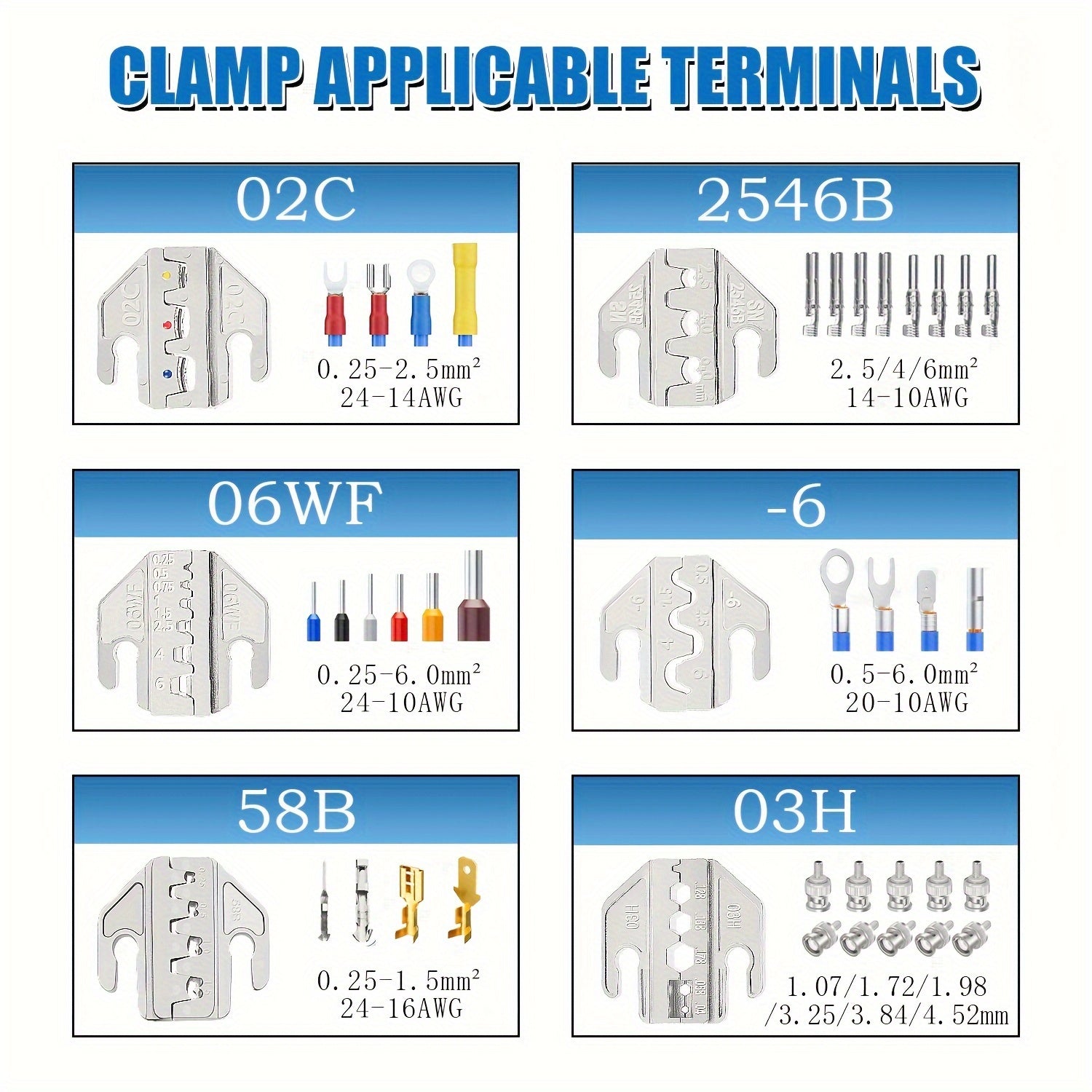 6-in-1 Crimping Pliers Set for Electrical Terminals Insulated Non-Insulated Dupont