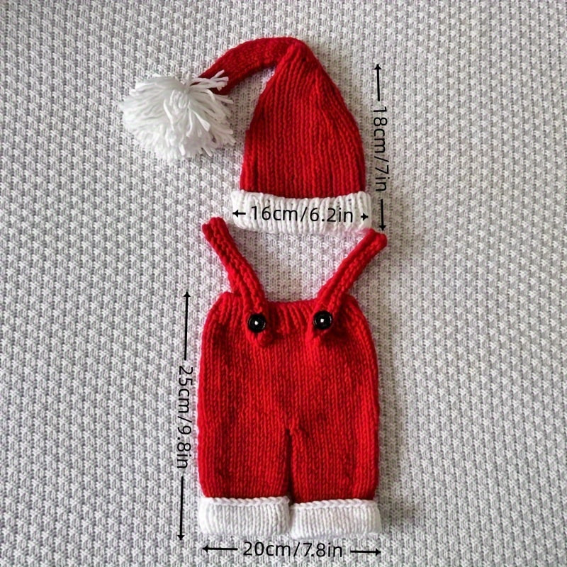 Baby Christmas Crochet Outfit for Newborns Santa Hat and Pants Set Infant Holiday Costume