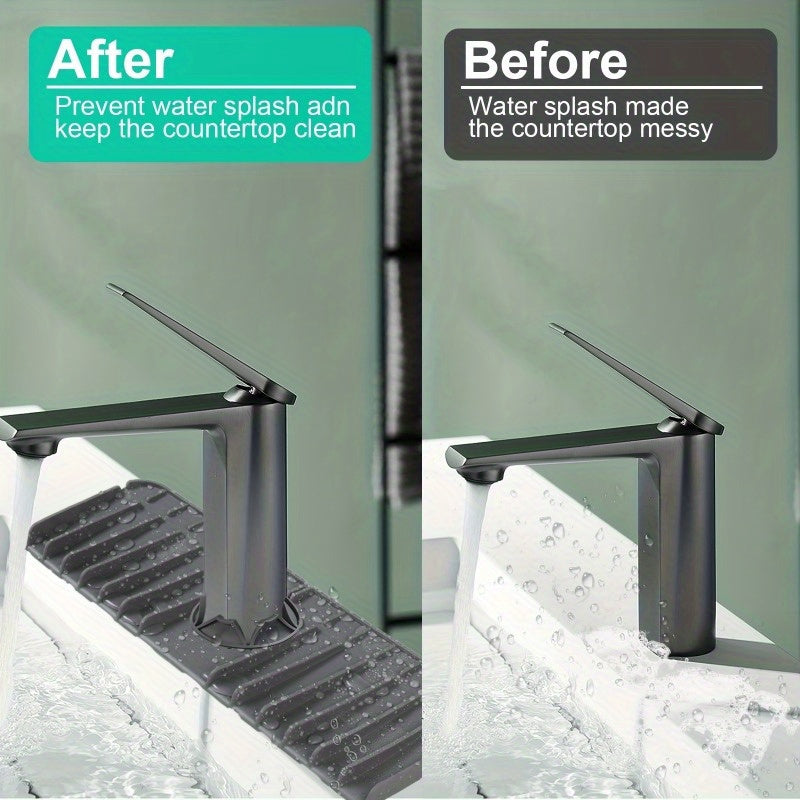 Silicone Sink Faucet Drip Tray Waterproof Tilt Design for Kitchen Bathroom Bar