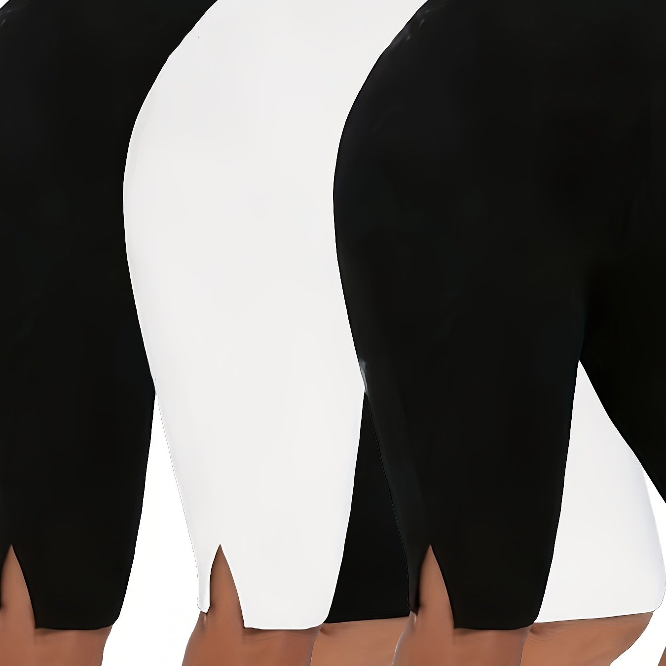 Women's Plus Size Stretch Polyester Split Hem Shorts Pack of 3