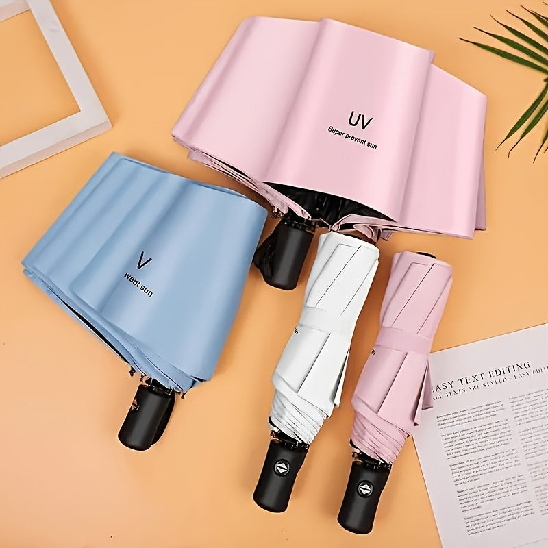 Automatic UV Protection Foldable Umbrella with Iron Frame and Pongee Canopy