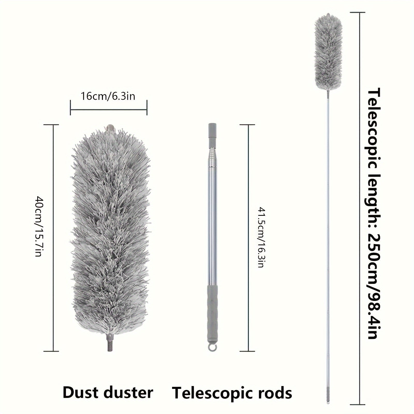 Retractable Duster with Bendable Head for High Ceilings Furniture Car Cleaning