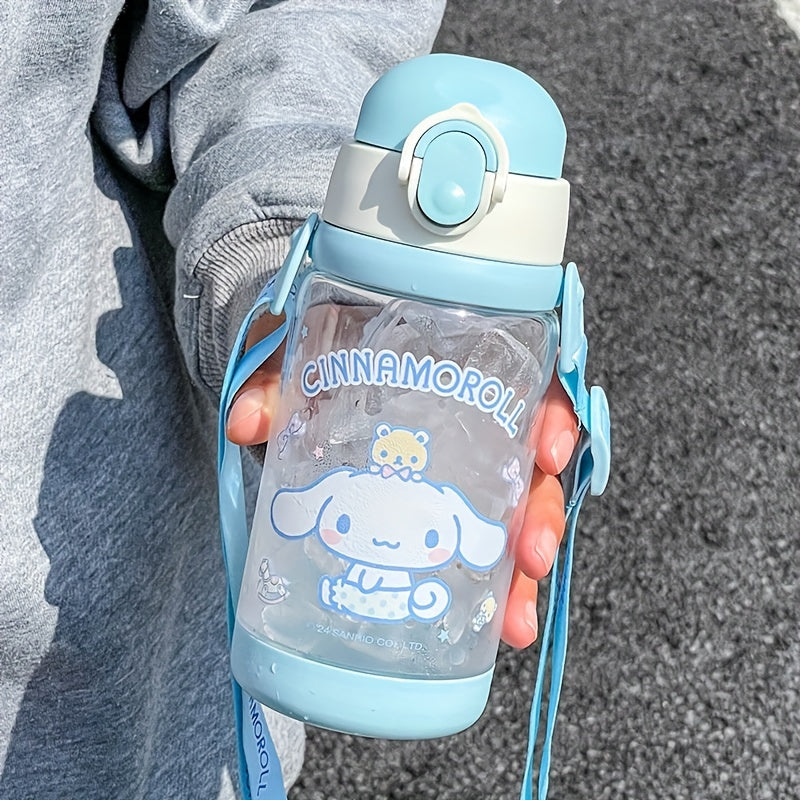 Girls Plastic Water Bottle 520ml Double-Lid Leak-Proof Heat-Resistant Purple