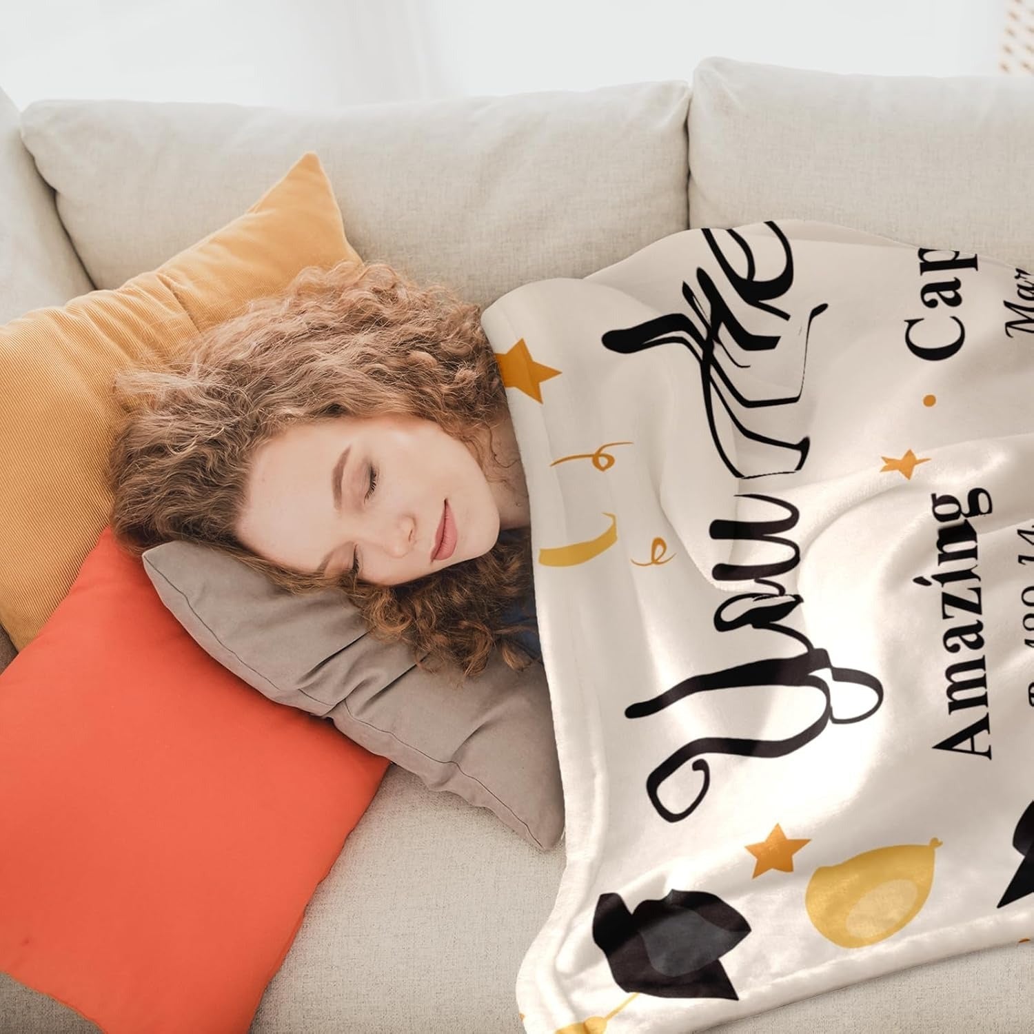 Manta de graduación de felpa de poliéster suave con mensajes motivacionales para todas las estaciones